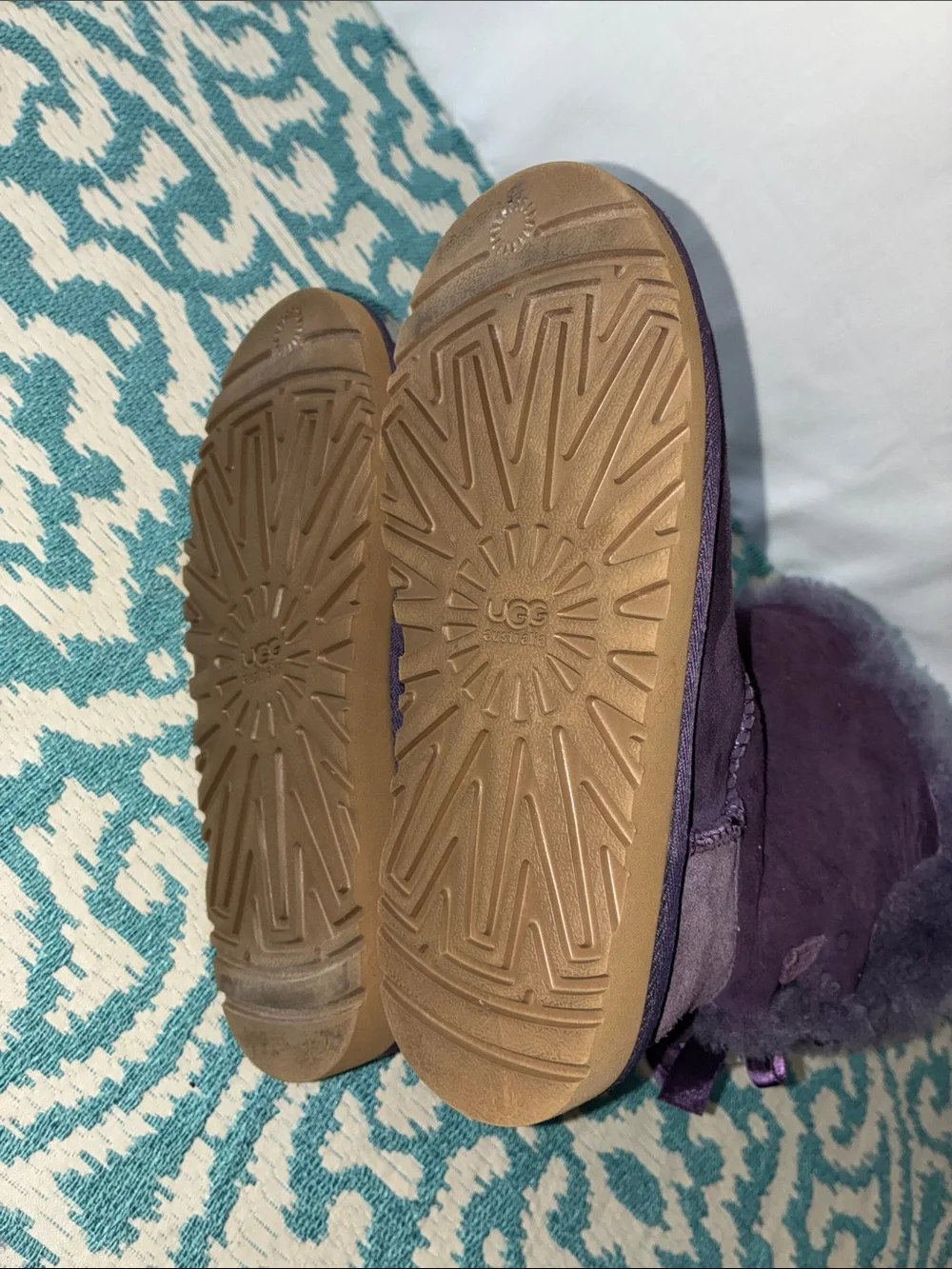 UGG Purple Suede Shearling Mid-Calf Boots for Girls